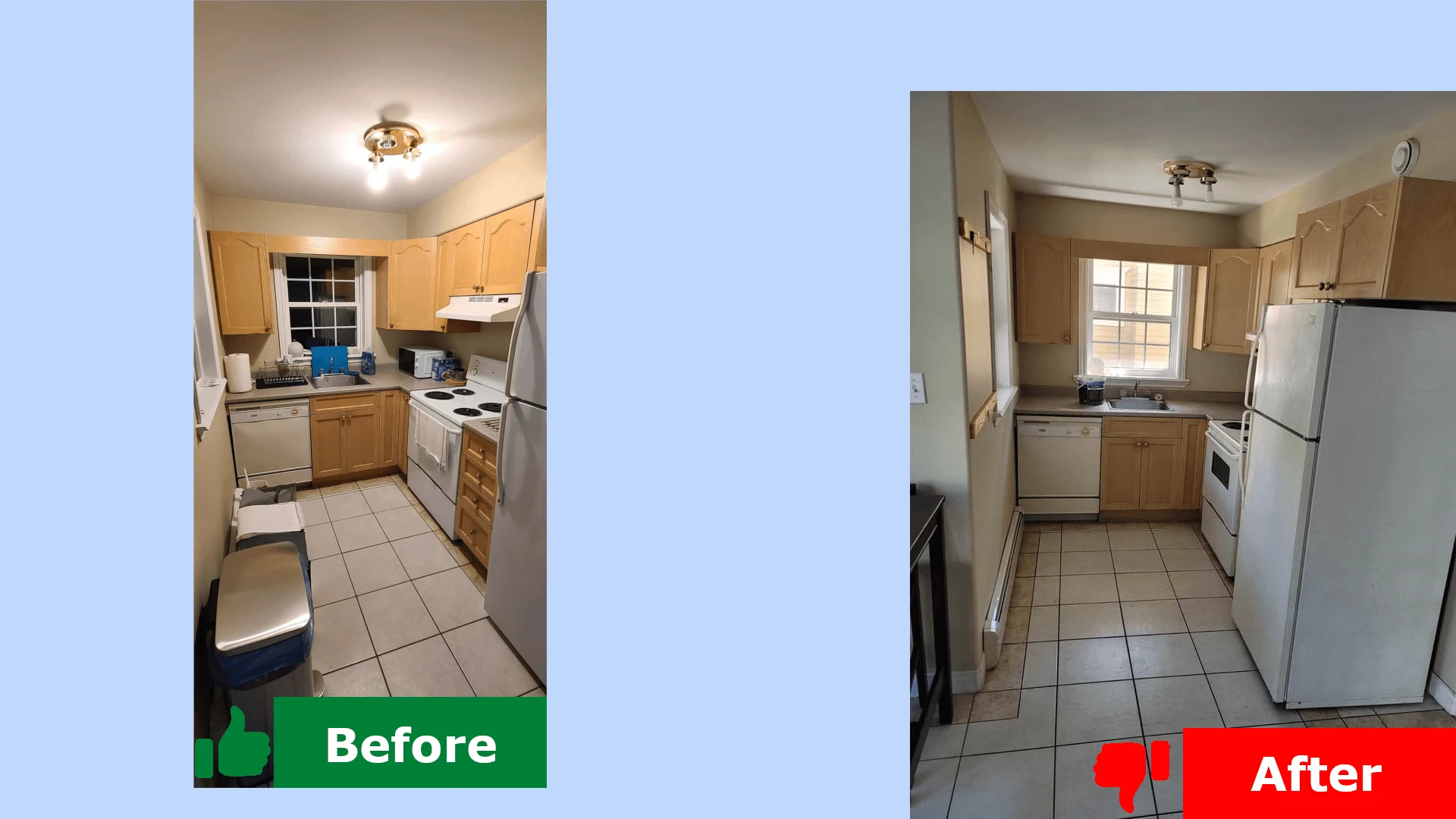 The Airbnb mice host’s listing comparison, before vs after