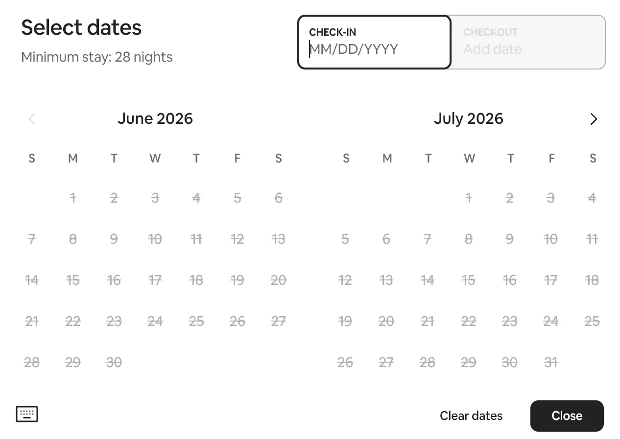 The Airbnb mice host’s listing calendar unbookable