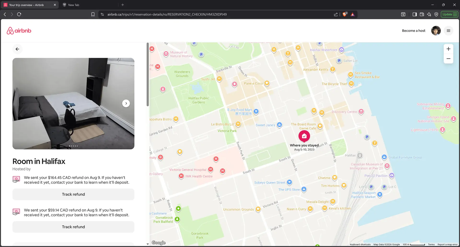 Airbnb mice refund main page screenshot