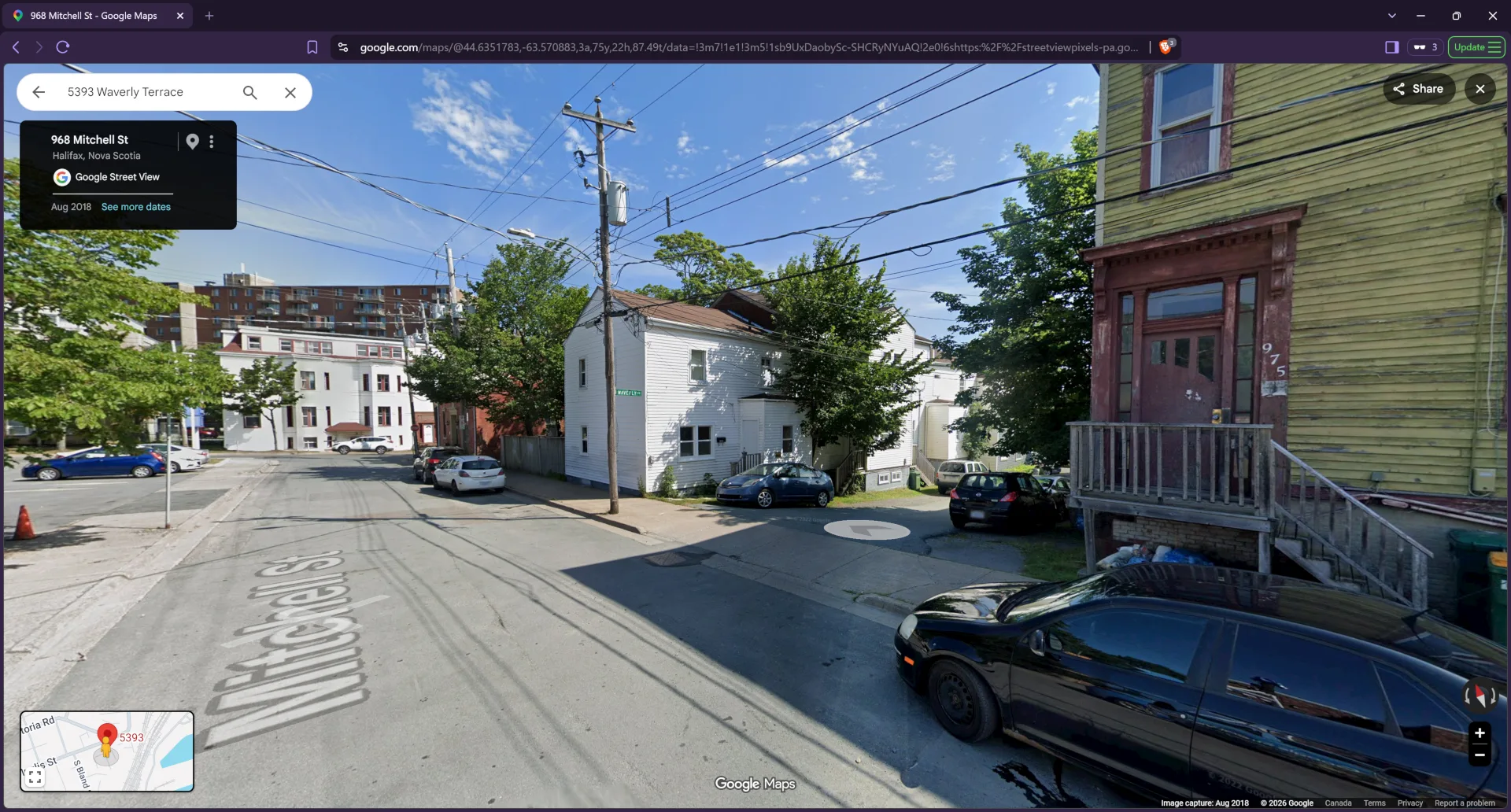 Google street view of rental unit: 5393 Waverly Terrace, Halifax, NS B3H 1J1, Canada