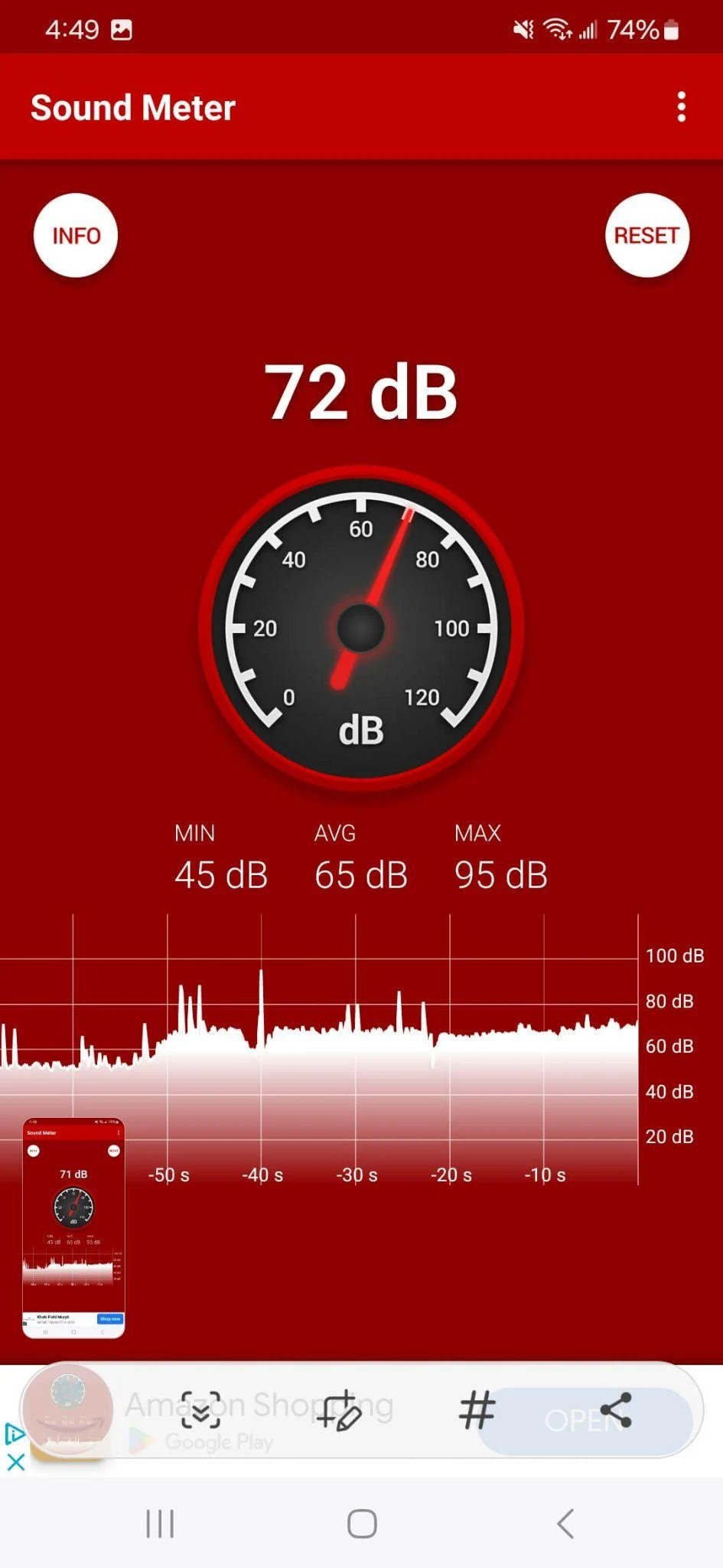 Small Claims Court tenant evidence: washer noise level was 72 db