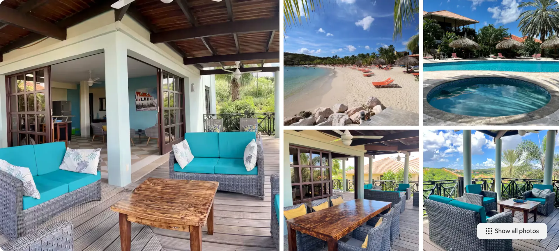 Airbnb host Bob297 listing: Blue Bay BEACH villa, 3min-beach AC in living