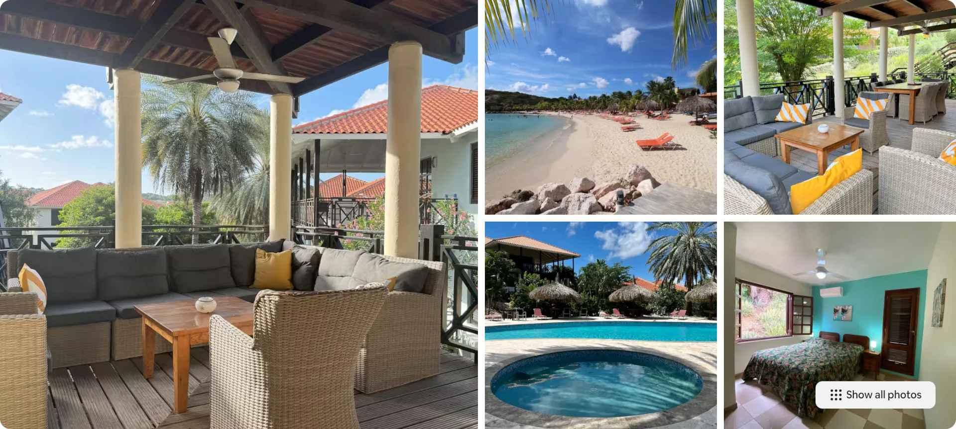 Airbnb host Bob297 listing: Blue Bay BEACH villa, 3min-beach AC in living