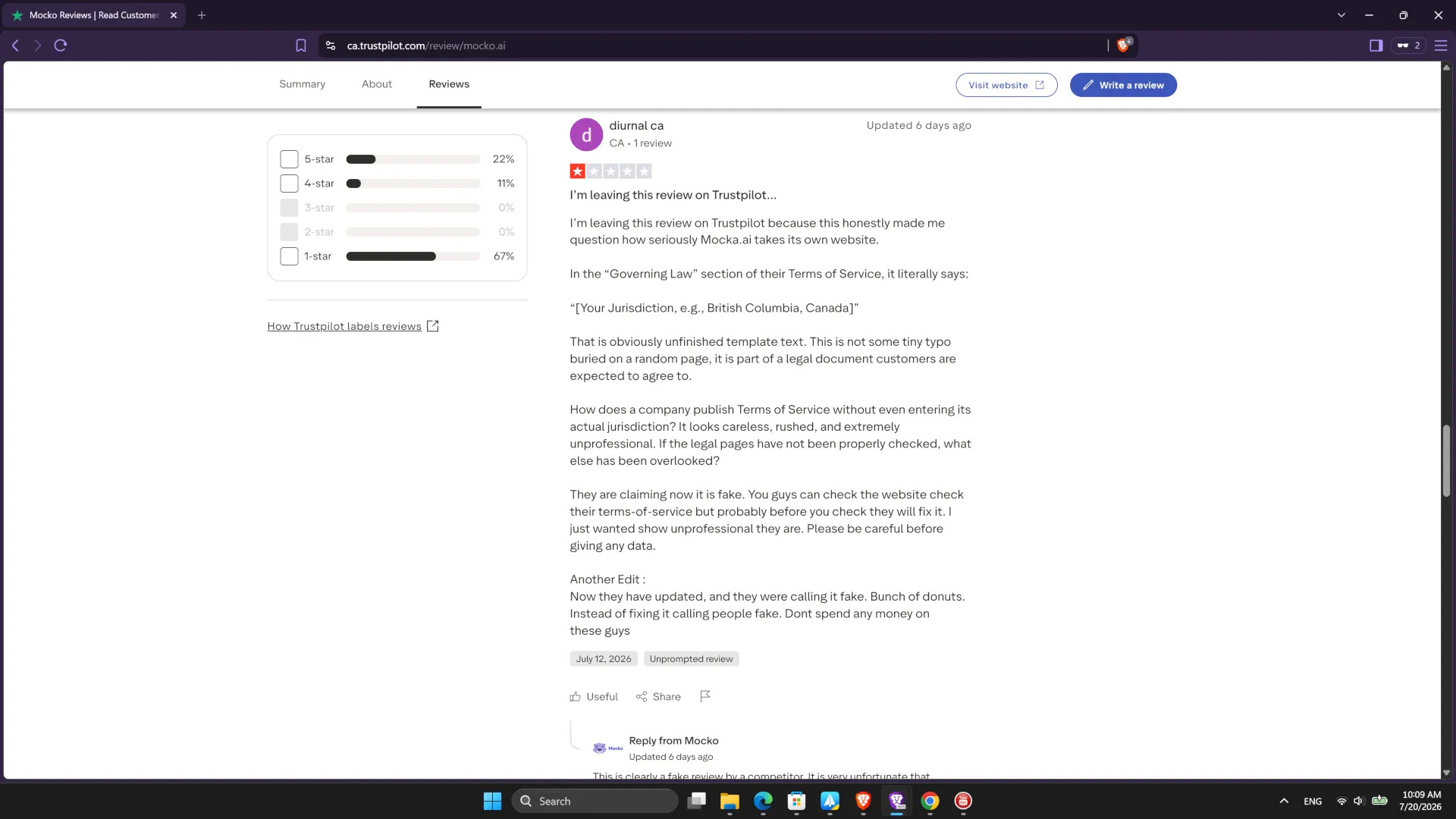 Unprofessional behaviors of Mocko.ai
