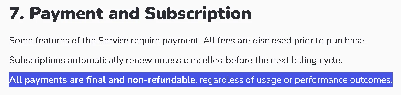 Mocko non-refundable policy