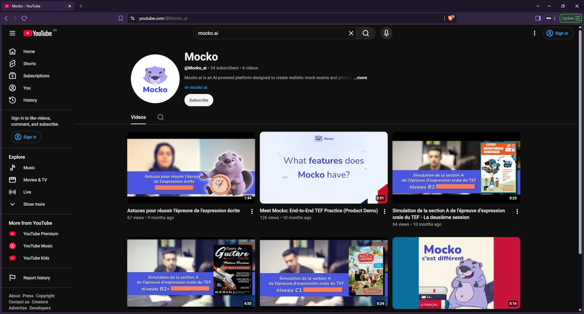 Mocko.ai Youtube channel