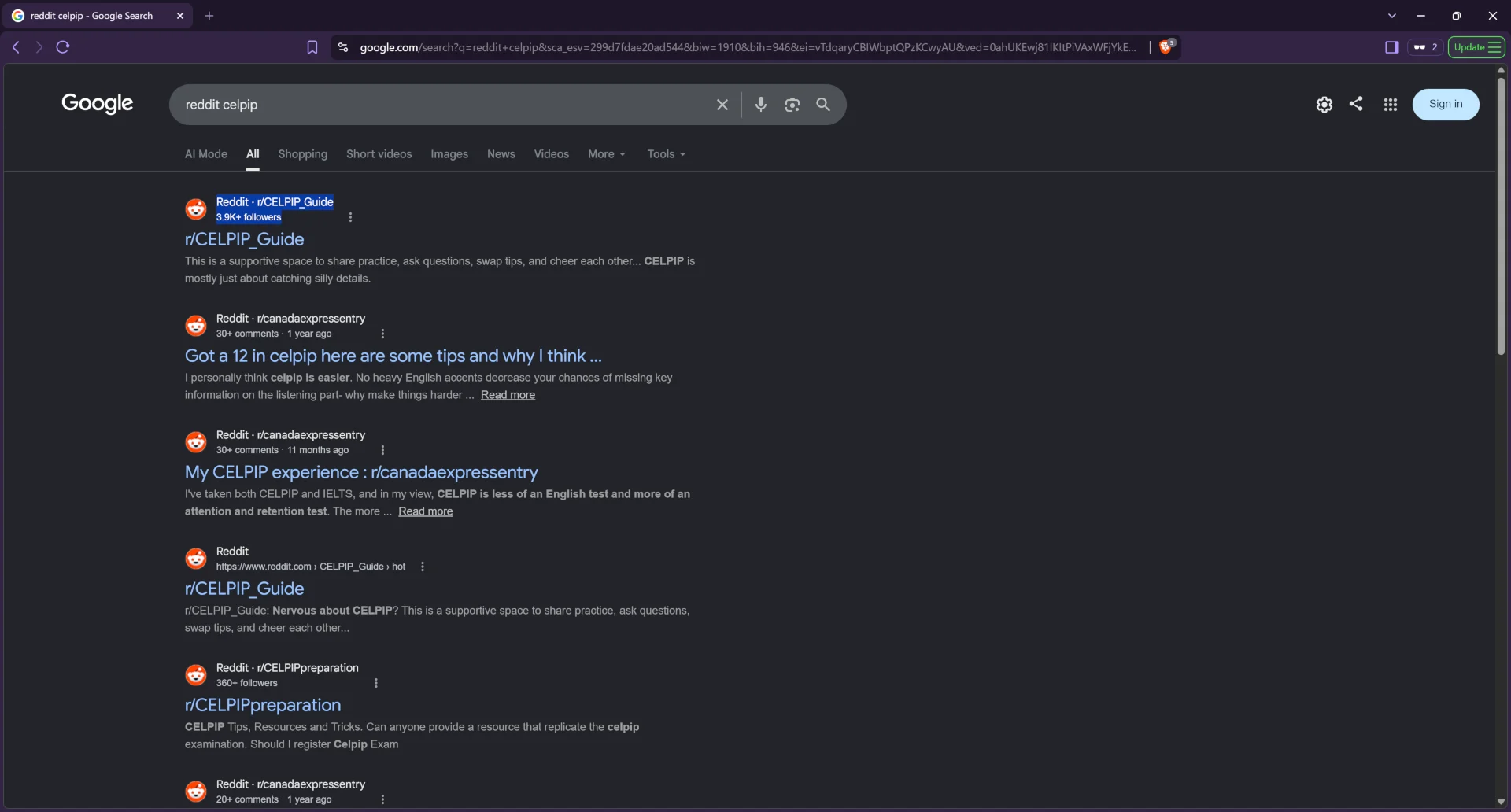 Subreddit for CELPIP_Guide