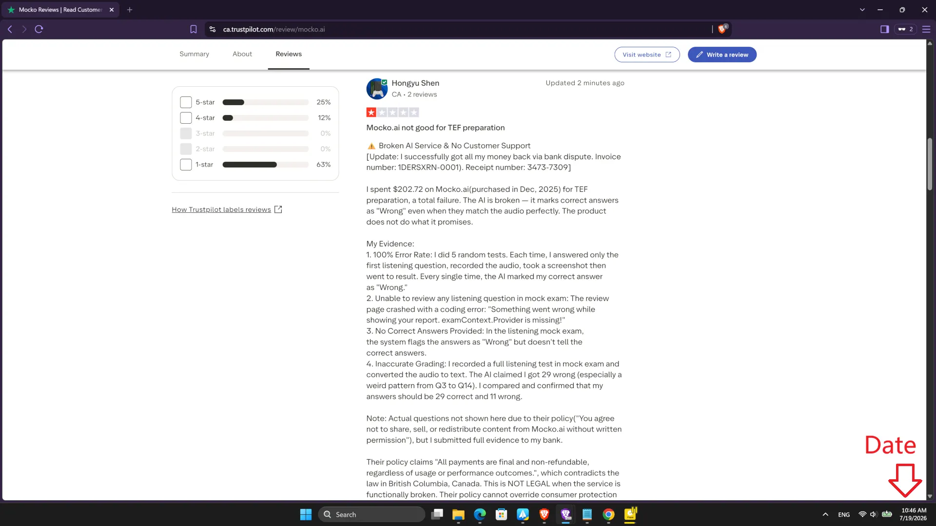 Trustpilot for Mocko.ai had low score on Jul 19, 2026