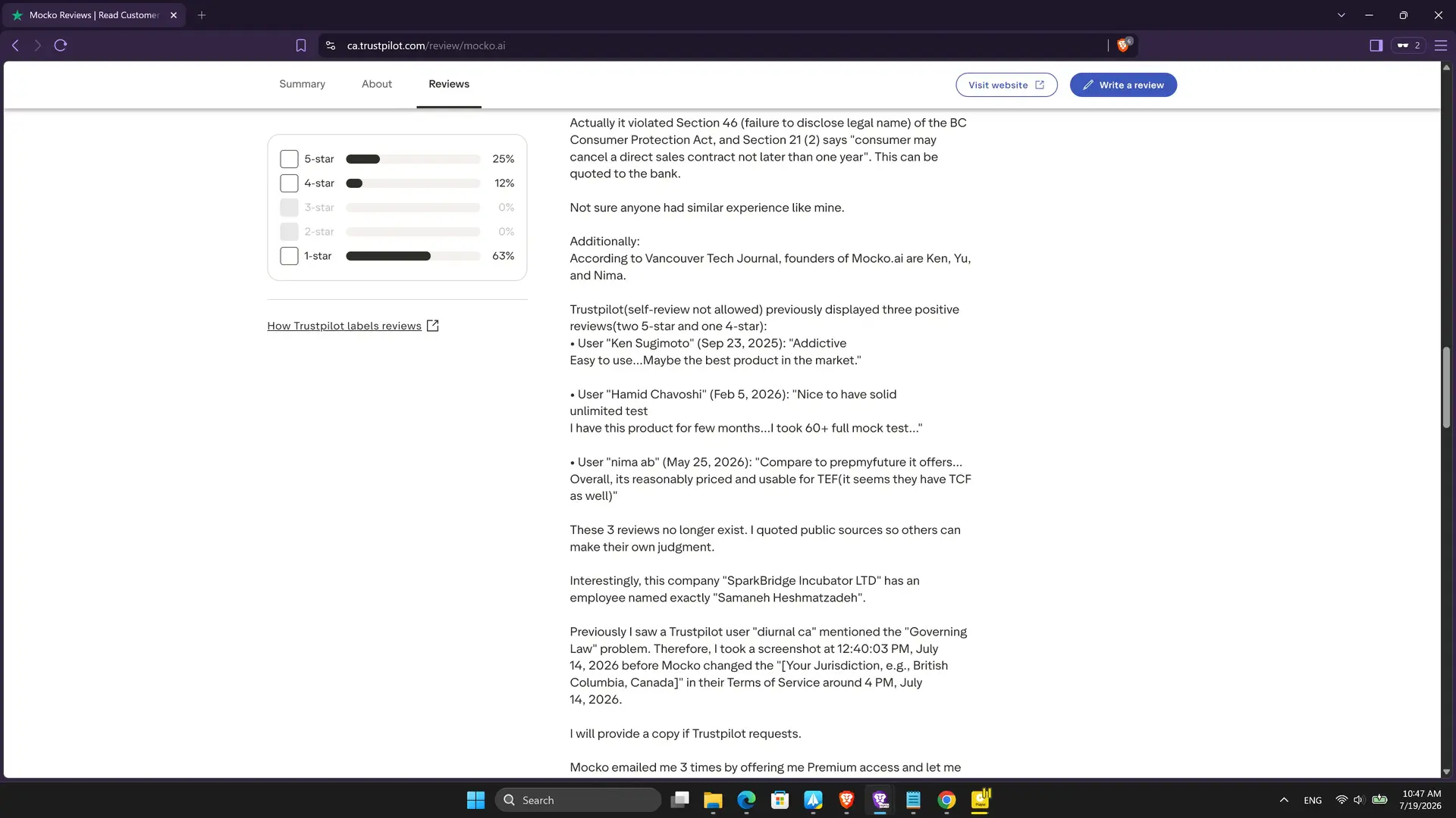 User updated the review about incentives of Mocko.ai on Trustpilot