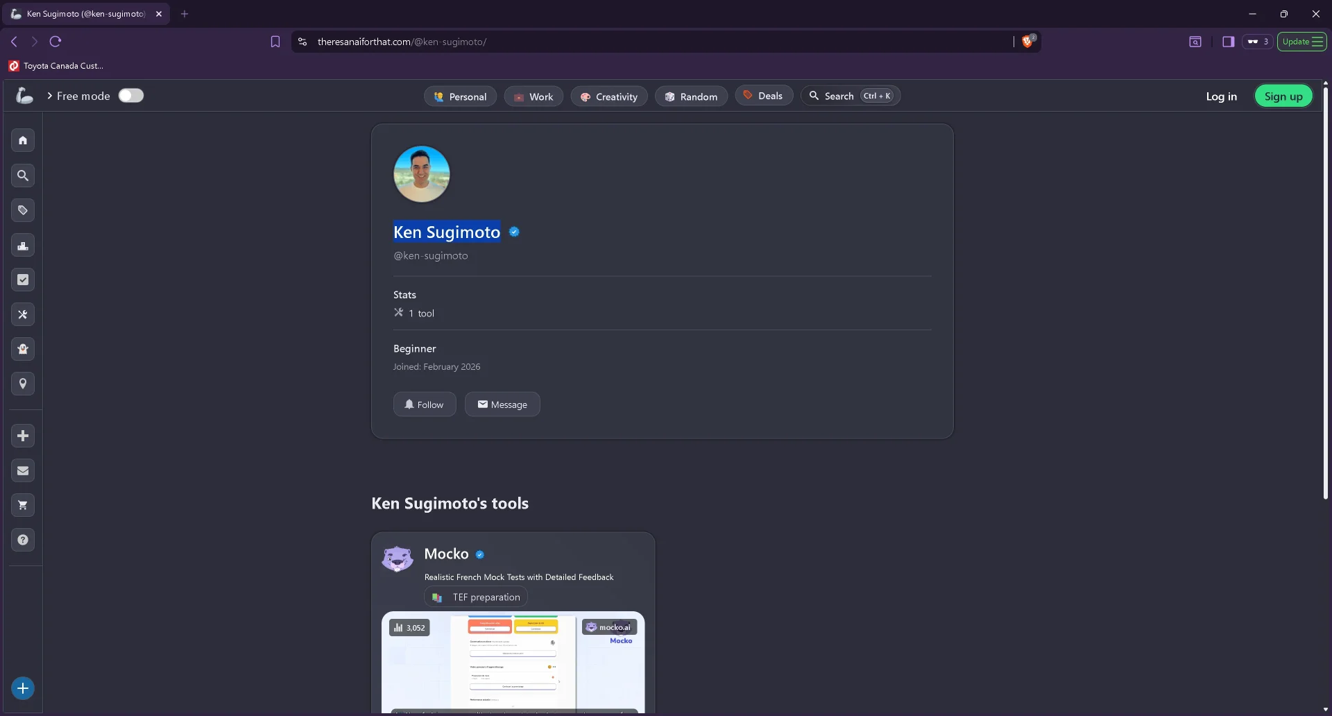 Website 'There's An AI For That' maker of Mocko, Ken Sugimoto
