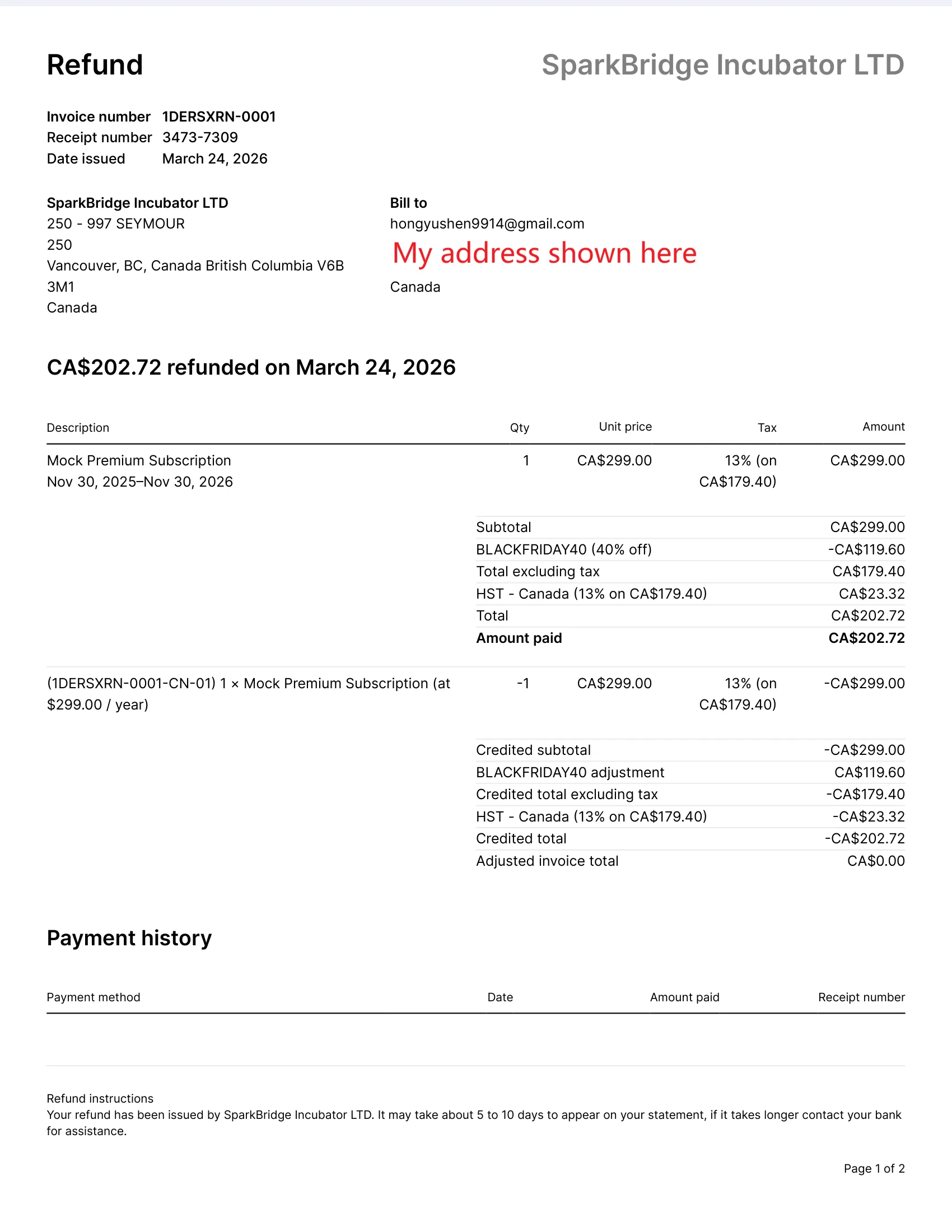 Mocko provided refund to user