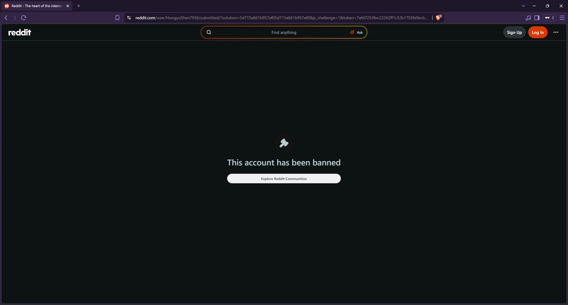 Reddit permanently banned a user