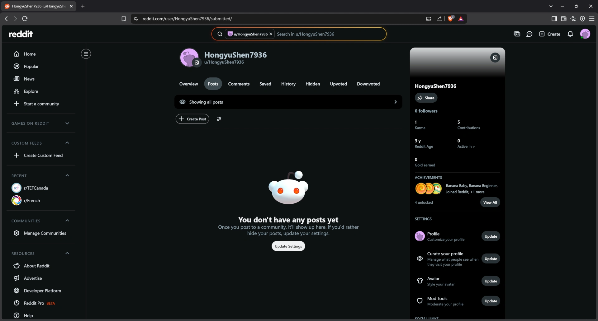 All posted content is hidden after ban