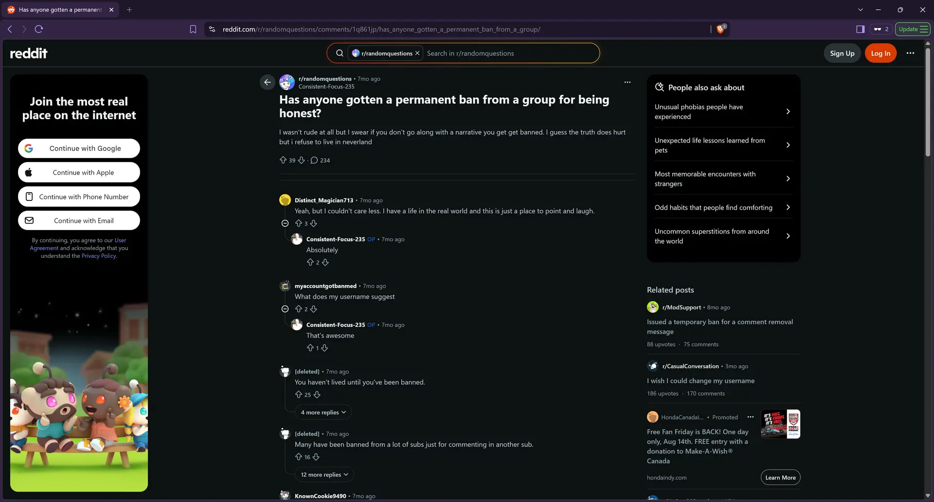Other reddit users commented about ban